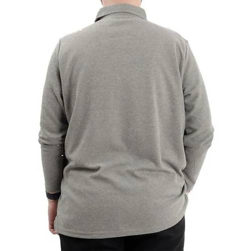 B�y�k Beden Erkek Sweatshirt Polo Yaka Uzun Kol WAFFLE 23449 Haki