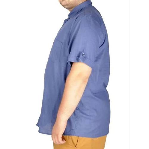 B�y�k Beden Keten Likral� G�mlek Cepli 20389 �ndigo