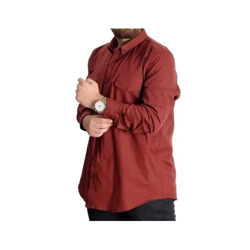 B�y�k Beden G�mlek Gabardin �ift Cep Kapakl� 20360 Bordo