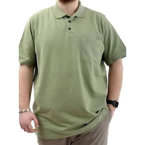 B�y�k Beden Erkek T-Shirt Polo Yaka Cepli Klasik 20550 �a�la