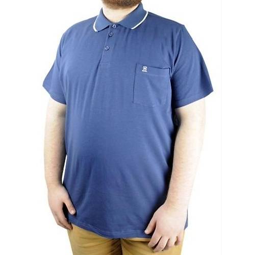 B�y�k Beden T Shirt Polo Likral� S�prem Cepli 21558 Indigo