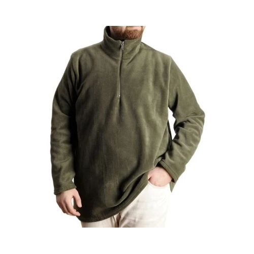 Erkek Sweat Polo Yaka Yar�m Fermuarl� Polar 22548 Haki