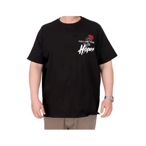 B�y�k Beden Erkek T-Shirt Bisiklet Yaka ROSE U25032 Siyah