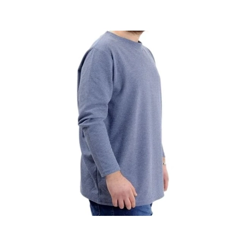B�y�k Beden Erkek Sweatshirt Bisiklet Yaka Uzun Kol WAFFLE 23460 �ndigo