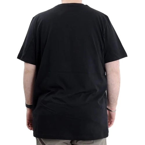 B�y�k Beden Erkek Bisiklet Yaka T-Shirt Bask�l� GARNILI U24045 Siyah