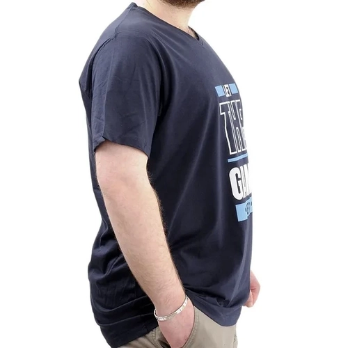 B�y�k Beden Erkek Bask�l� T-Shirt BEGIN U24056 Lacivert