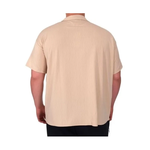 B�y�k Beden Erkek G�mlek Apas Yaka �erit Desen Jakar U24382 Bej