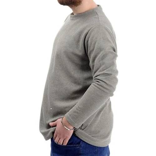 B�y�k Beden Erkek Sweatshirt Bisiklet Yaka Uzun Kol WAFFLE 23460 Haki