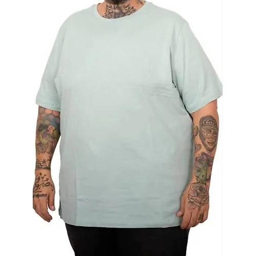 B�y�k Beden Erkek Basic Bisiklet Yaka T-Shirt 20031 M�NT YE��L�