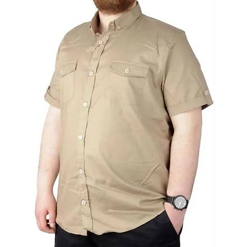 B�y�k Beden G�mlek KKol �ift Cep Kapakl� 20361 Bej