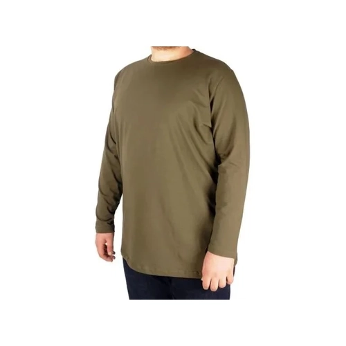 B�y�k Beden Erkek Tshirt Likral� Bisiklet Yaka 20102 Haki