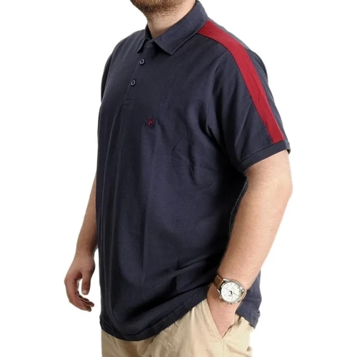B�y�k Beden Erkek T-Shirt Polo Yaka Wreath 22320 Lacivert