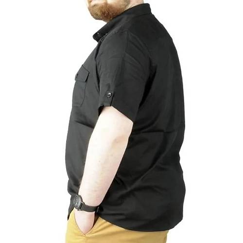 B�y�k Beden G�mlek KKol �ift Cep Kapakl� 20361 Siyah