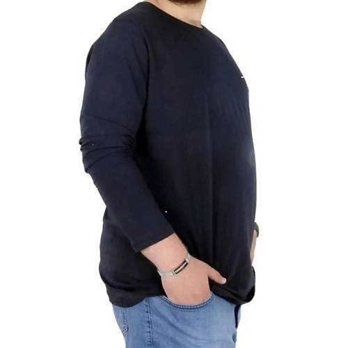 B�y�k Beden Erkek Tshirt Likral� Bisiklet Yaka 20102 Lacivert