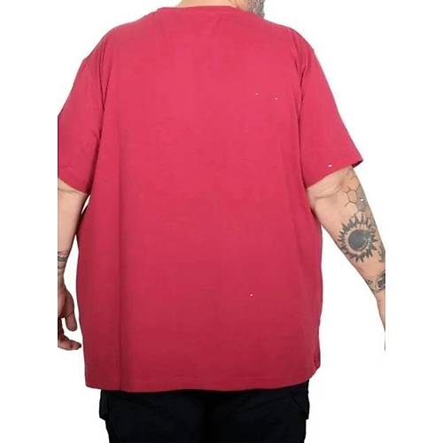 Battal Beden Erkek Tshirt Polo Yaka Cepli Klasik Pike 20552 Bordo