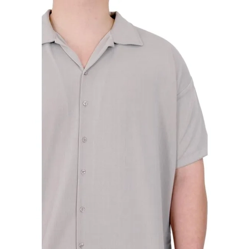 B�y�k Beden Erkek G�mlek Apas Yaka �erit Desen Jakar U24382 Gri