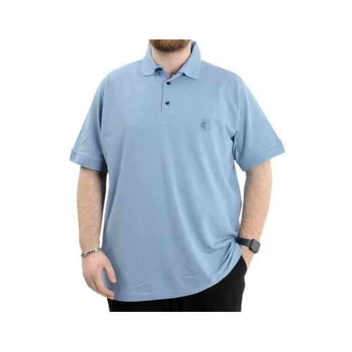 Battal Beden Erkek Tshirt Polo Yaka Nak��l� Klasik Pike 20553 Mavi