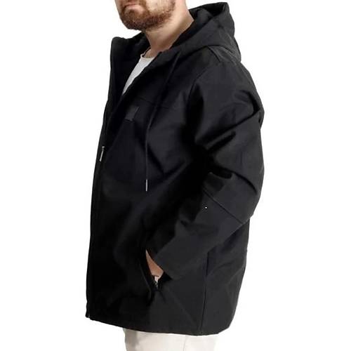 B�y�k Beden Erkek Kap��onlu Mont Waterproof Softshell 21235 Siyah