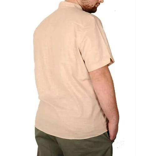 Buyuk Beden Erkek K�sa Kol Hakim Yaka 20387 Bej