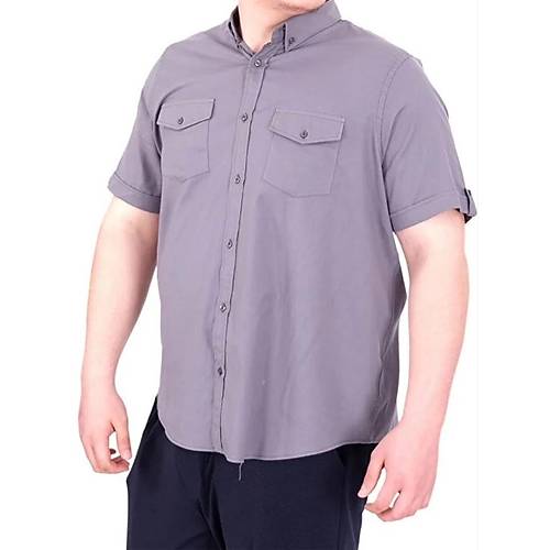 B�y�k Beden G�mlek K�sa Kol �ift Kapakl� 20361 Antrasit