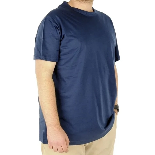 B�y�k Beden Erkek Tshirt Bisiklet Yaka Basic 20031 �ndigo