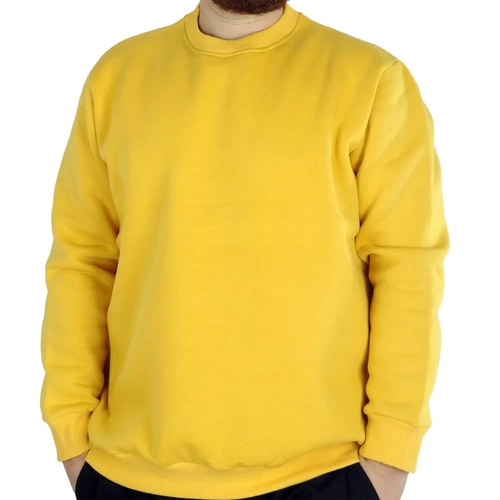 Erkek Sweatshirt Bisiklet Yaka Basic 20131 Hardal