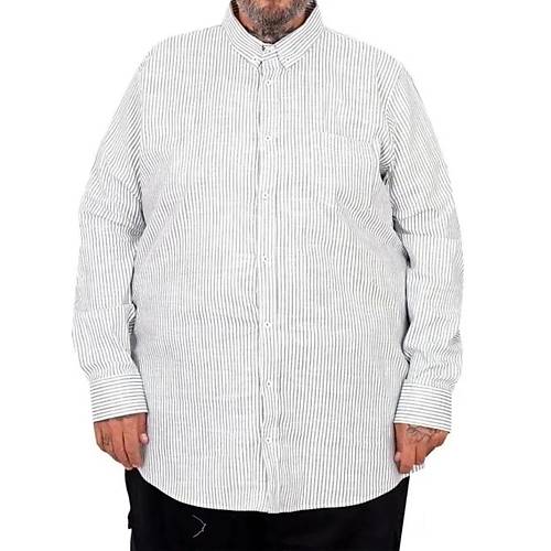 B�y�k Beden Erkek G�mlek Uzun Kol Keten Cepli Haki 20384