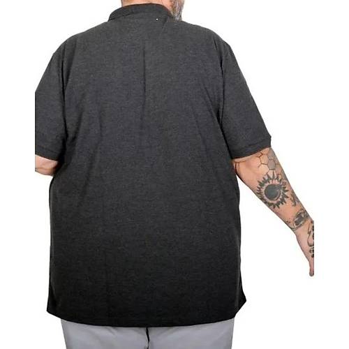 B�y�k Beden Erkek T-Shirt Polo Yaka Cepli Klasik 20550 Antramelanj