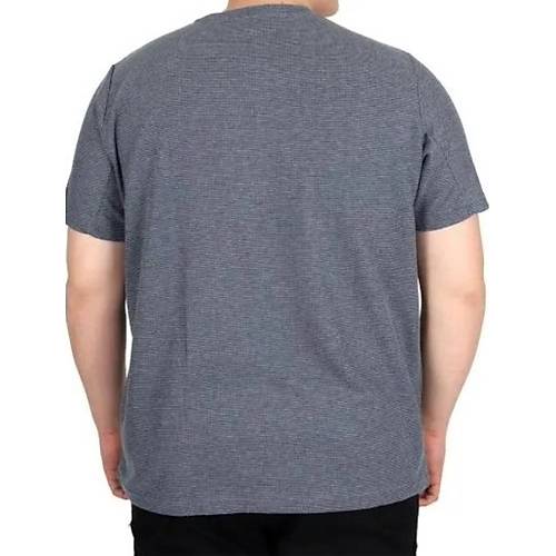 B�y�k Beden Erkek T-shirt Bisiklet Yaka WAFFLE 20033 K.Mavi