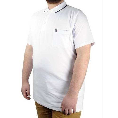 B�y�k Beden T shirt Polo Likral� S�prem Cepli 21558 Beyaz