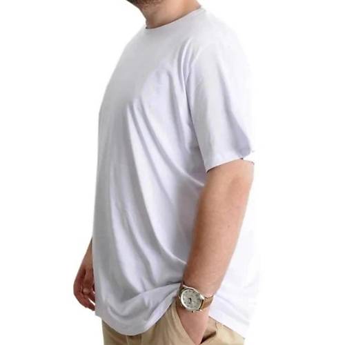 B�y�k Beden Erkek T-shirt Basic 20031 Beyaz