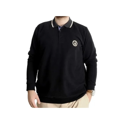B�y�k Beden Erkek Sweat Polo Selanik Horse 23440 Siyah