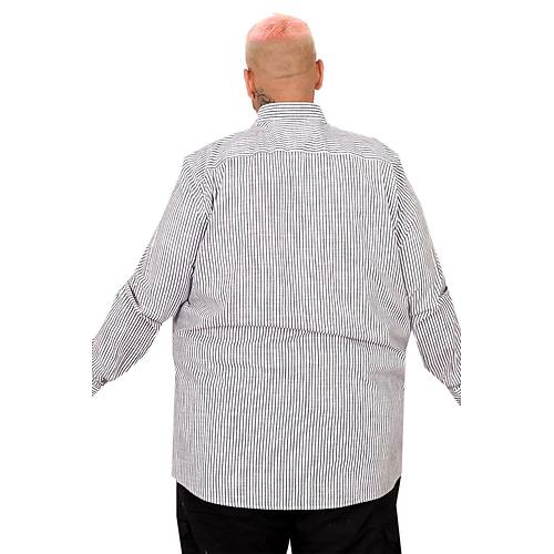 B�y�k Beden Erkek G�mlek Uzun Kol Keten Cepli Siyah 20384