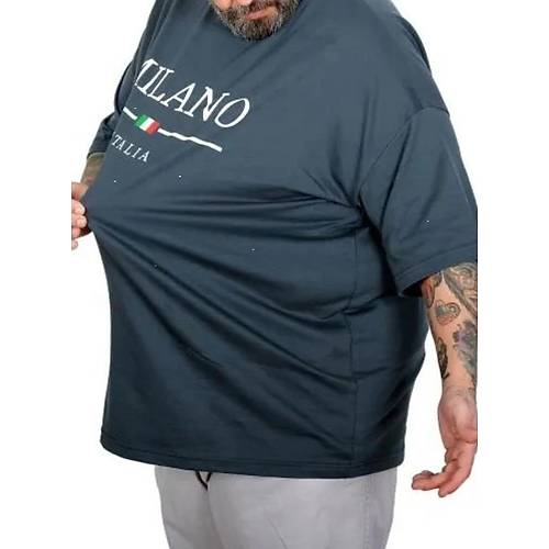 B�y�k Beden Unisex Bisiklet Yaka Tshirt Milano 26201 PETROL YE��L�
