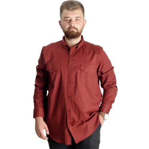 B�y�k Beden G�mlek Gabardin �ift Cep Kapakl� 20360 Bordo