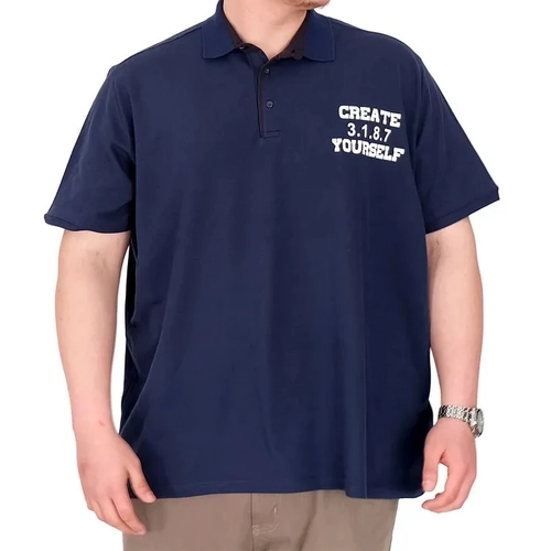B�y�k Beden Erkek T-Shirt Polo Yaka YOURSELF 25310 �ndigo