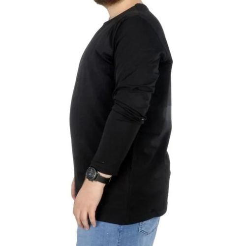 B�y�k Beden Erkek Tshirt Likral� Bisiklet Yaka 20102 Siyah