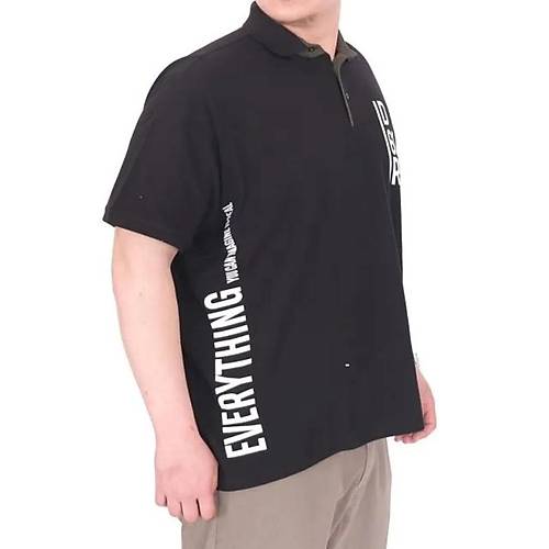 B�y�k Beden Erkek T-Shirt Polo Yaka REAL 25309 Siyah