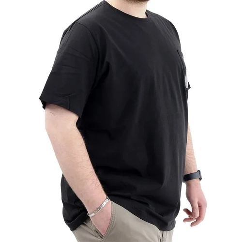 Erkek B�y�k Beden T-Shirt Pamuklu Bask�l� Bisiklet Yaka Ti��rt LIMITED U24052 Siyah