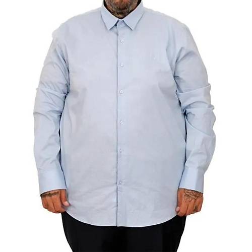 B�y�k Beden Erkek Klasik G�mlek Likral� 20351 Mavi