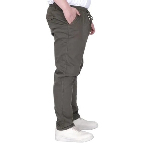 B�y�k Beden Erkek Pantolon Gabardin D�z Pa�a Jogger Everest 21929 Haki