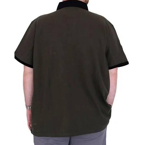 B�y�k Beden Erkek T-Shirt Polo Yaka H BROUDED U25312 Haki