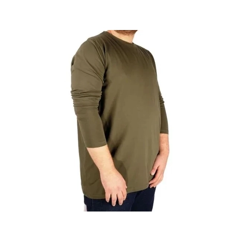 B�y�k Beden Erkek Tshirt Likral� Bisiklet Yaka 20102 Haki