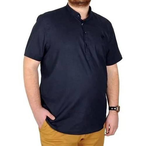Buyuk Beden Erkek K�sa Kol Hakim Yaka 20387 Lacivert