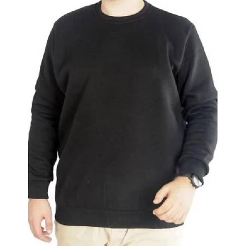 Erkek Sweatshirt Bisiklet Yaka Basic 20131 Siyah