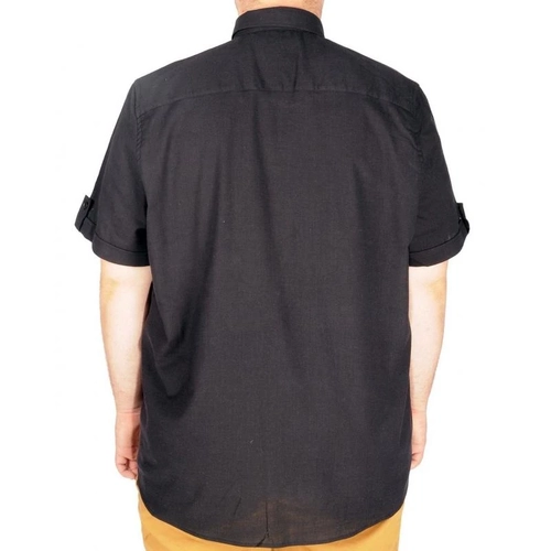 B�y�k Beden Keten Likral� G�mlek Cepli 20389 Siyah