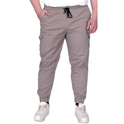 B�y�k Beden Erkek Pantolon Keten Kargo Jogger 21911 Ta� Rengi