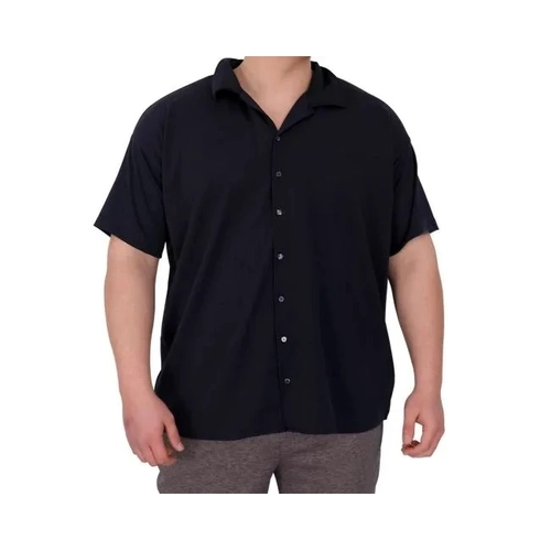 B�y�k Beden Erkek G�mlek Apas Yaka �erit Desen Jakar U24382 Lacivert