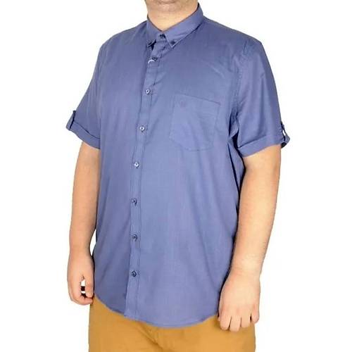 B�y�k Beden Keten Likral� G�mlek Cepli 20389 �ndigo