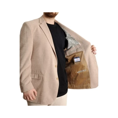 B�y�k Beden Erkek Ceket Mono Yaka Blazer 23026 Bej